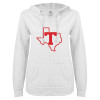 Thumbnail image for  ENZA Womens White V Notch Raw Edge Fleece Hoodie