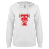 Thumbnail image for  ENZA Womens White V Notch Raw Edge Fleece Hoodie