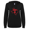 Thumbnail image for  ENZA Womens Black V Notch Raw Edge Fleece Hoodie