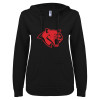Thumbnail image for  ENZA Womens Black V Notch Raw Edge Fleece Hoodie
