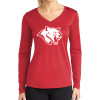Thumbnail image for  Womens Red Performance Long Sleeve V Neck Shirt