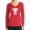 Thumbnail image for  Womens Red Performance Long Sleeve V Neck Shirt