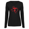 Thumbnail image for  Womens Black Long Sleeve V Neck Tee 
