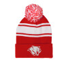 Thumbnail image for  Red/White Two Tone Knit Pom Beanie w/Cuff