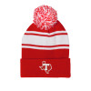 Thumbnail image for  Red/White Two Tone Knit Pom Beanie w/Cuff
