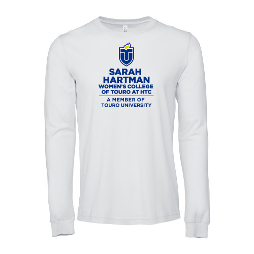  Bella + Canvas White Jersey Cotton Long Sleeve T Shirt - Touro University Hebrew Theological College