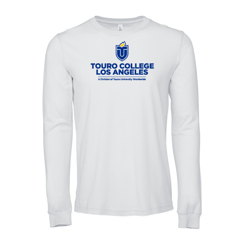  Bella + Canvas White Jersey Cotton Long Sleeve T Shirt - Touro College Los Angeles Division - Touro University