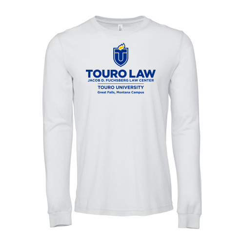  Bella + Canvas White Jersey Cotton Long Sleeve T Shirt - Touro Law Montana Vertical