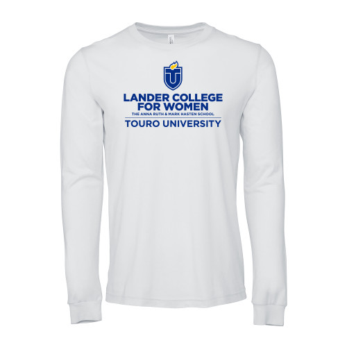  Bella + Canvas White Jersey Cotton Long Sleeve T Shirt - Touro University Lander College for Women