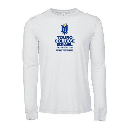  Bella + Canvas White Jersey Cotton Long Sleeve T Shirt - Touro College Israel - Touro University