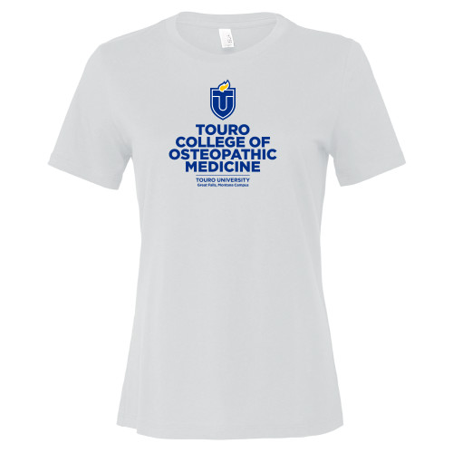  Bella + Canvas Womens White Relaxed Cotton T Shirt - Touro College Osteopathic Medicine Montana Vertical