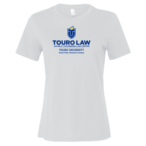  Bella + Canvas Womens White Relaxed Cotton T Shirt - Touro Law Montana Vertical