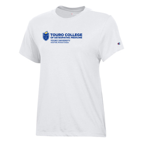 Champion Womens  White Core Short Sleeve Tee - Touro College Osteopathic Medicine Montana Horizontal