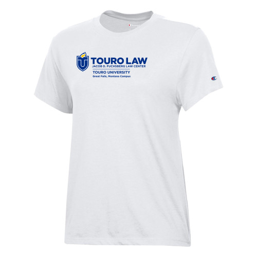  Champion Womens  White Core Short Sleeve Tee - Touro Law Montana Horizontal