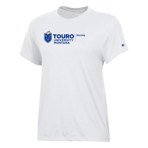  Champion Womens  White Core Short Sleeve Tee - Touro Montana Nursing Horizontal