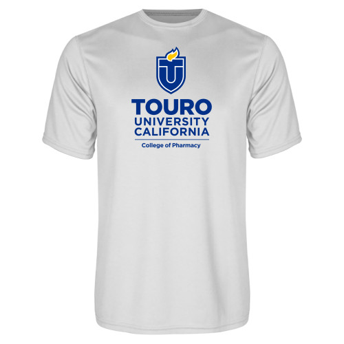  White Performance Tee - Touro California College of Pharmacy Vertical