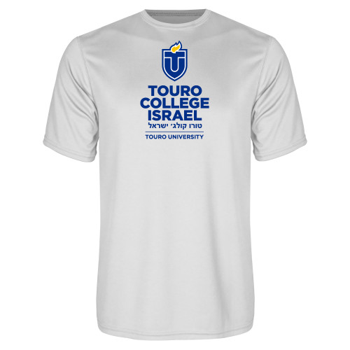  White Performance Tee - Touro College Israel - Touro University