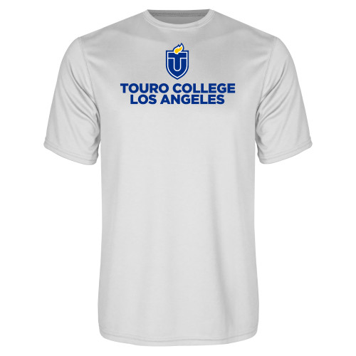  White Performance Tee - Touro College Los Angeles - Touro University
