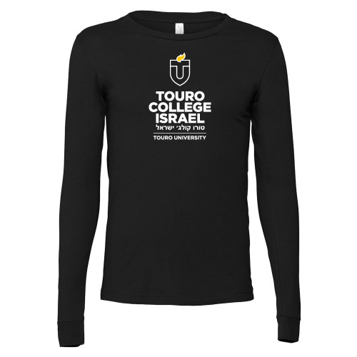  Bella + Canvas Black Jersey Cotton Long Sleeve T Shirt - Touro College Israel - Touro University
