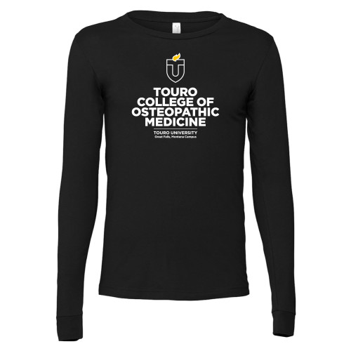 Bella + Canvas Black Jersey Cotton Long Sleeve T Shirt - Touro College Osteopathic Medicine Montana Vertical