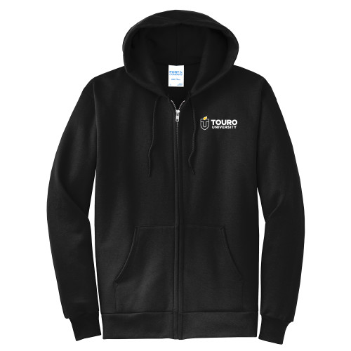  Extended Black Fleece Full Zip Hoodie - Touro University Horizontal