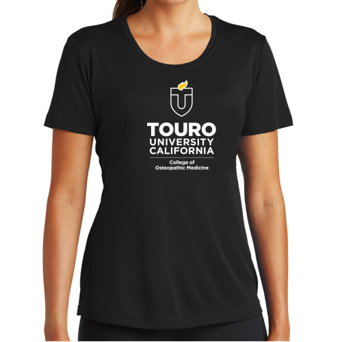  Womens Black Performance Tee - Touro California College of Osteopathic Medicine Vertical