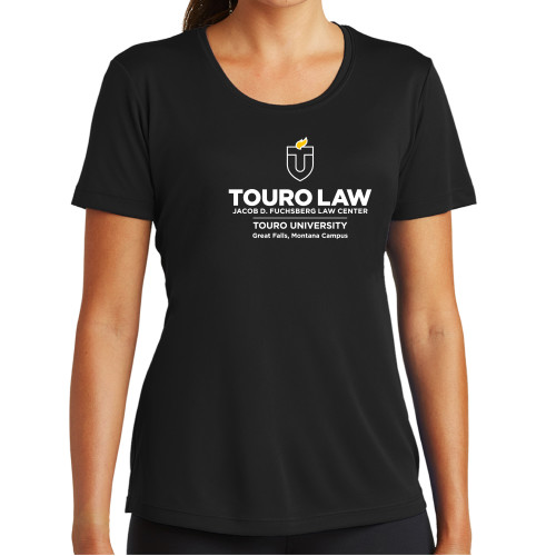  Womens Black Performance Tee - Touro Law Montana Vertical