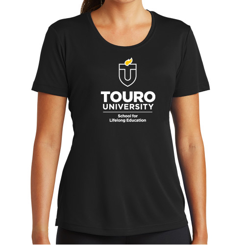  Womens Black Performance Tee - School for Lifelong Education - Touro University