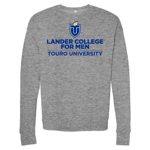  Bella + Canvas Heather Grey Fleece Crew - Touro University Lander College for Men