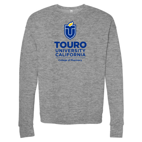  Bella + Canvas Heather Grey Fleece Crew - Touro California College of Pharmacy Vertical