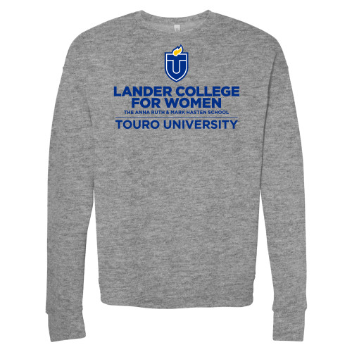  Bella + Canvas Heather Grey Fleece Crew - Touro University Lander College for Women