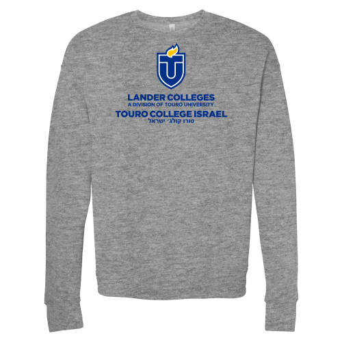  Bella + Canvas Heather Grey Fleece Crew - Lander Colleges Israel - Touro University