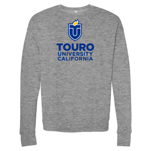  Bella + Canvas Heather Grey Fleece Crew - Touro University CA Stacked