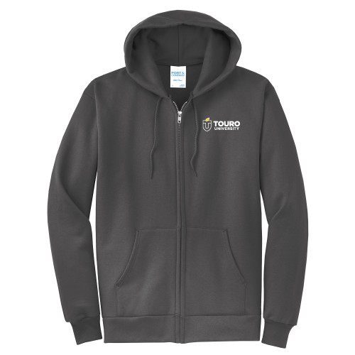  Extended Charcoal Fleece Full Zip Hoodie - Touro University Horizontal