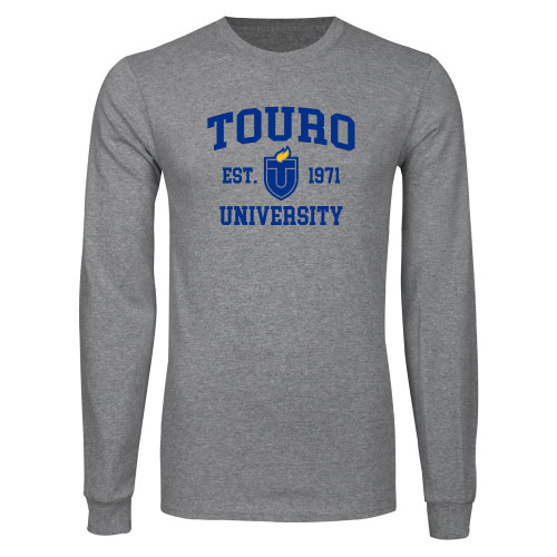  Grey Long Sleeve T Shirt - Touro EST. 1971 Distressed