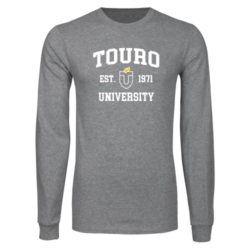  Grey Long Sleeve T Shirt - Touro EST. 1971 Distressed