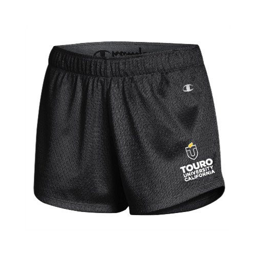  Champion Womens Black Mesh Short - Touro University CA Stacked