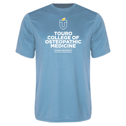  Light Blue Performance Tee - Touro College Osteopathic Medicine Montana Vertical