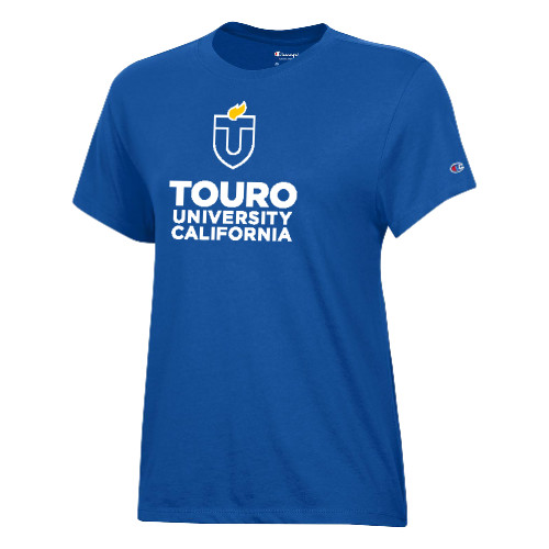  Champion Womens Royal Core Short Sleeve Tee - Touro University CA Stacked