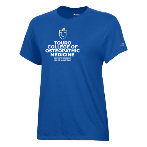  Champion Womens Royal Core Short Sleeve Tee - Touro College Osteopathic Medicine Montana Vertical