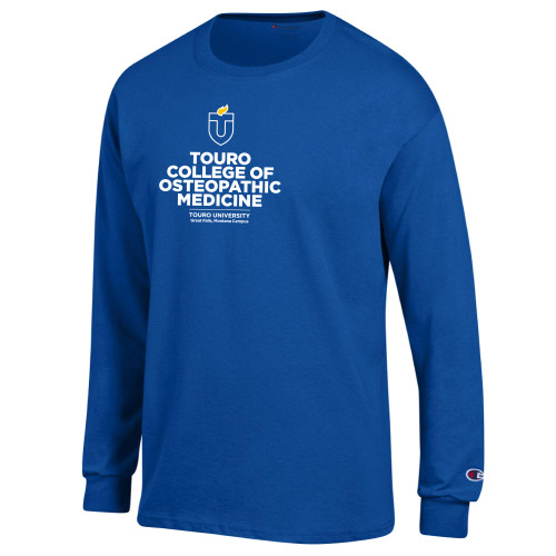  Champion Royal Long Sleeve T Shirt - Touro College Osteopathic Medicine Montana Vertical