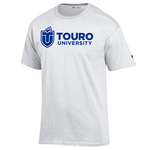  Champion White T Shirt - Touro University Horizontal