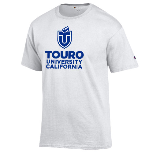  Champion White T Shirt - Touro University CA Stacked