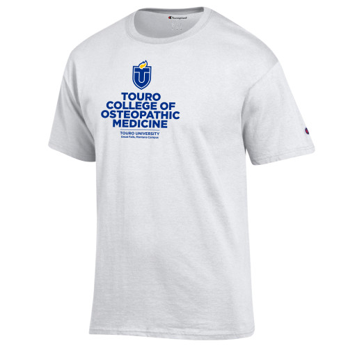  Champion White T Shirt - Touro College Osteopathic Medicine Montana Vertical