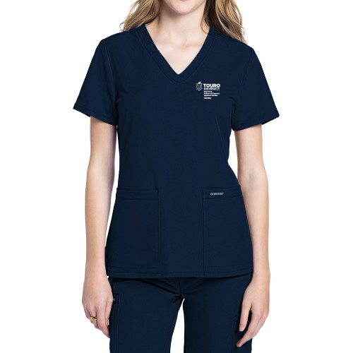  Womens Navy Ultra V Neck Scrub Top - Touro NY School of Career and Applied Studies - Nursing