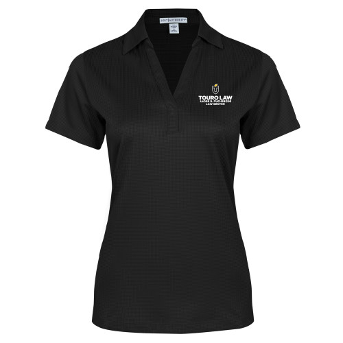  Womens Black Performance Fine Jacquard Polo - Touro University Touro Law Center