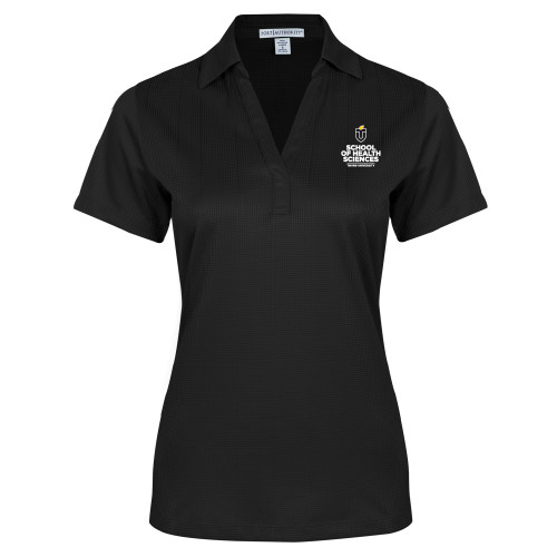  Womens Black Performance Fine Jacquard Polo - Touro University School of Health Sciences