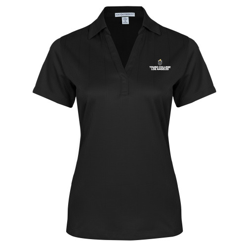  Womens Black Performance Fine Jacquard Polo - Touro College Los Angeles - Touro University