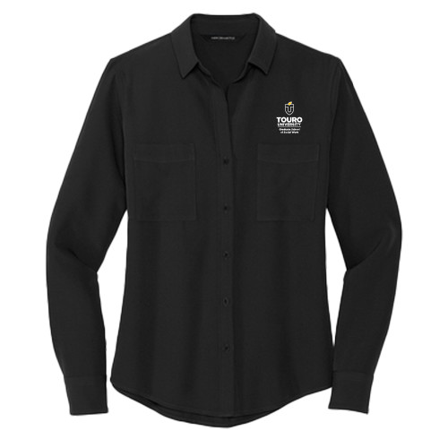  Mercer + Mettle Womens Black Crepe Long Sleeve Camp Blouse - Touro University Graduate School of Social Work
