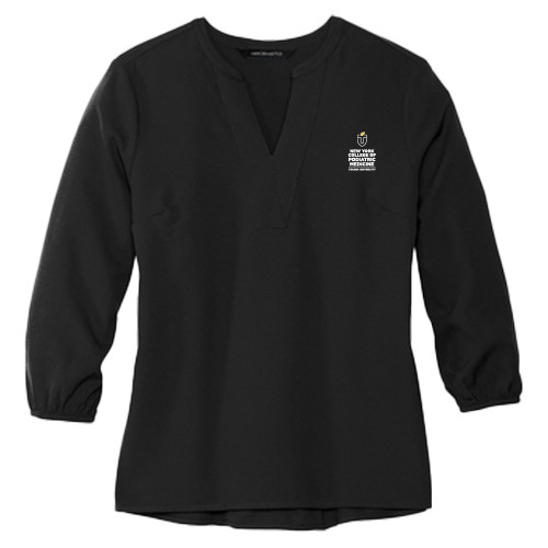  Mercer + Mettle Womens Black 3/4 Sleeve Crepe Blouse - Touro University College of Podiatric Medicine
